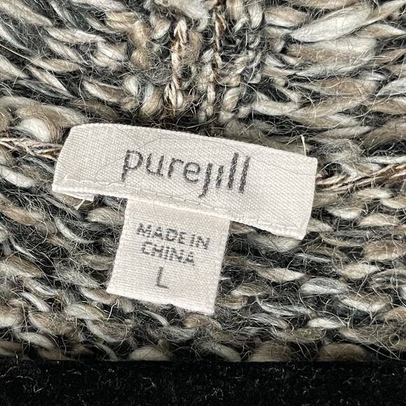 J Jill Pure Jill Long Cardigan Sweater Womens Large Gray Chunky Knit Wool Alpaca - Picture 5 of 15